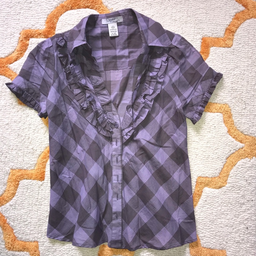 Purple And Brown Checkered Shirt